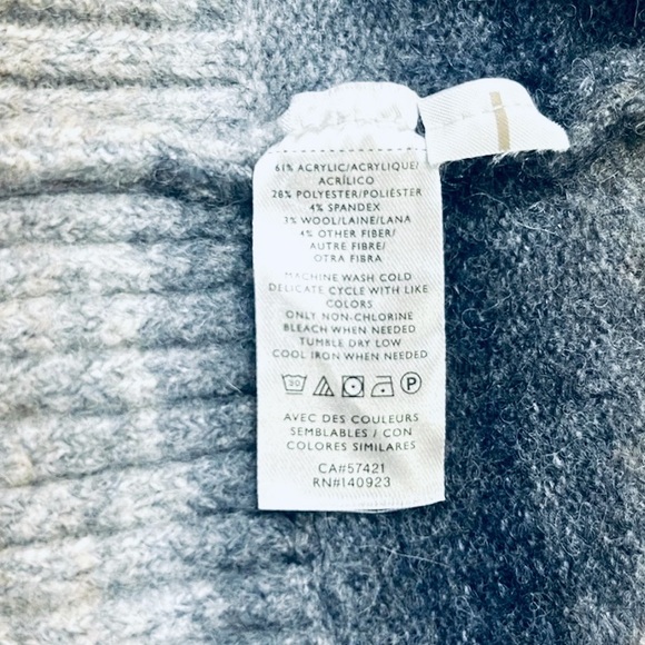 Loft Womens Dolman Sleeve Ombre Turtleneck Sweater in Blue Tan Size Medium - Picture 5 of 8